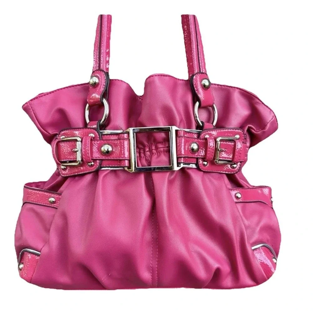 Wilsons Leather Red Hot Pink Shoulder Bag Ellie Medium Size
